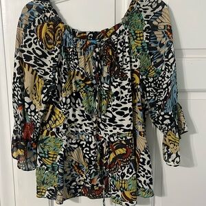 ALICE+OLIVIA butterfly silk blouse